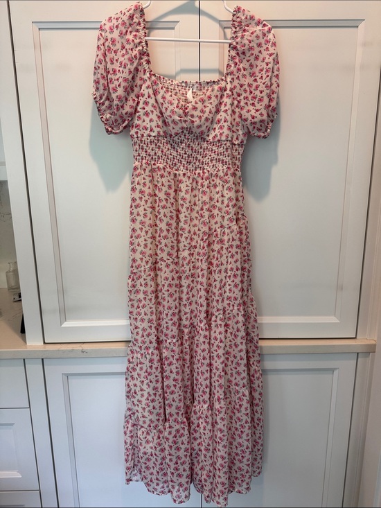 Altar'd State Dresses & Skirts - Altar'd State Ivory Maxi Dress with Pink Floral Print